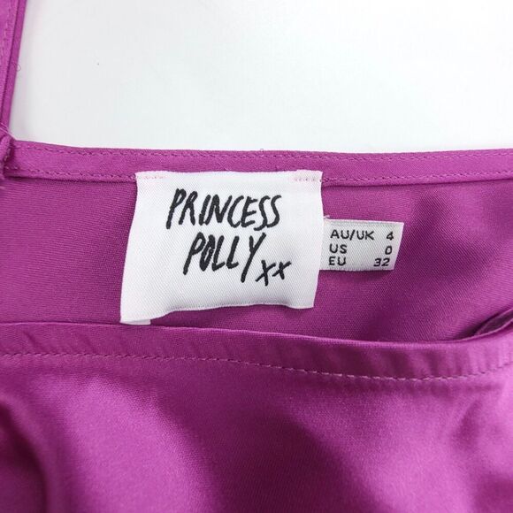 PRINCESS POLLY Nellie 90s Mini Slip Dress Purple Satin Y2k Glam Clean Girl 0 - Picture 2 of 10